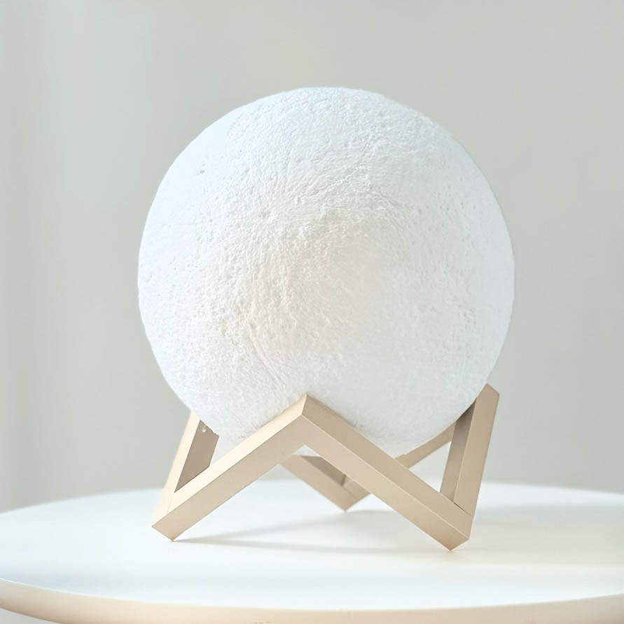 Lampka Luna White Geometric Wood