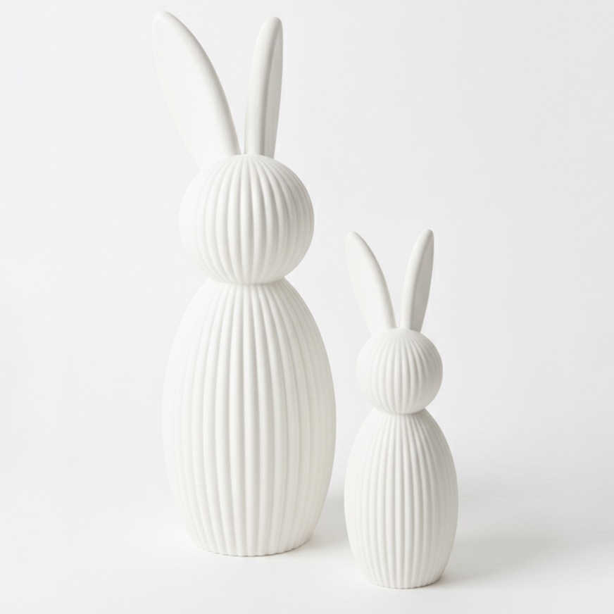 Rodzina zajęcy minimalistycznych, 25 + 15cm, białe