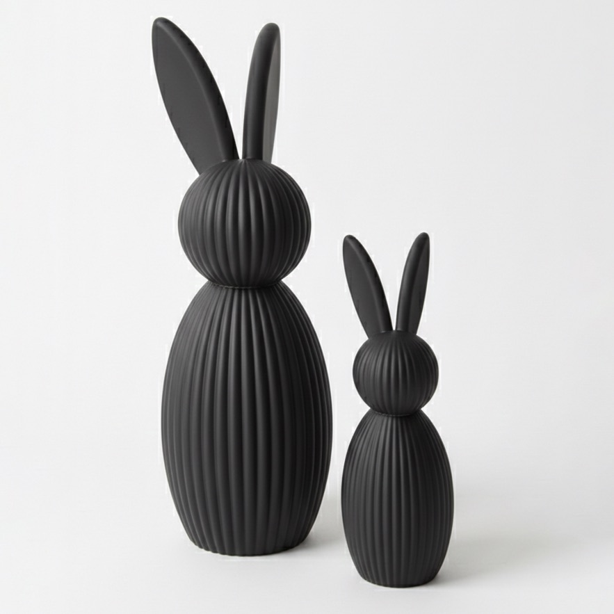 Rodzina zajęcy minimalistycznych, 25 + 15cm, czarne