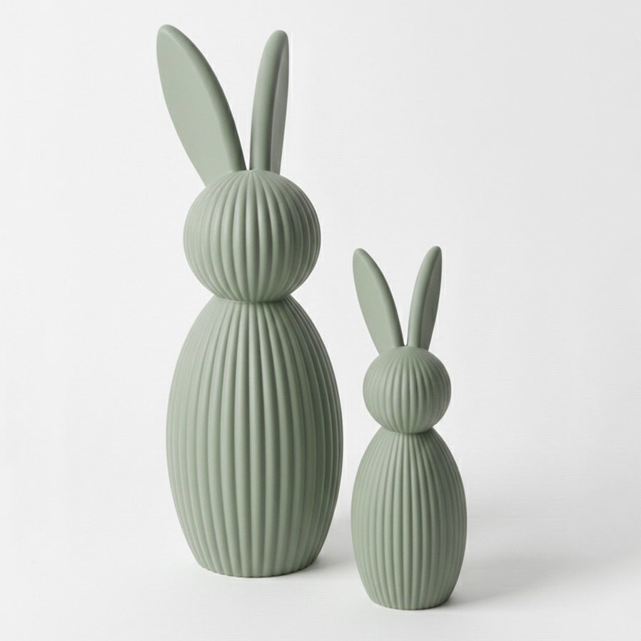 Rodzina zajęcy minimalistycznych, 25 + 15cm, szałwia