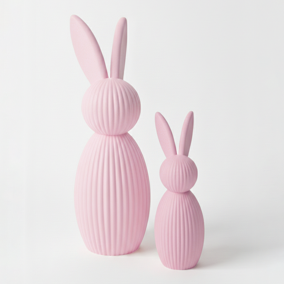 Rodzina zajęcy minimalistycznych, 25 + 15cm, różowe