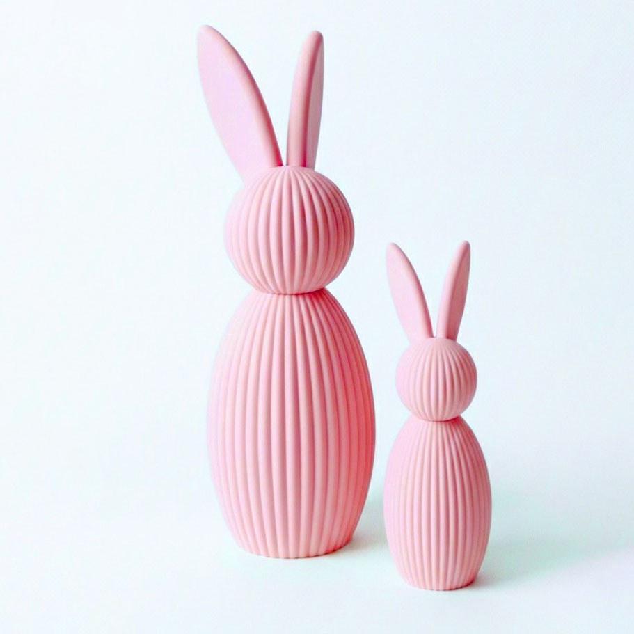 Rodzina zajęcy minimalistycznych, 25 + 15cm, różowe