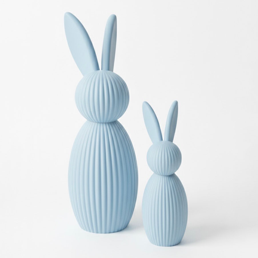 Rodzina zajęcy minimalistycznych, 25 + 15cm, błękitne