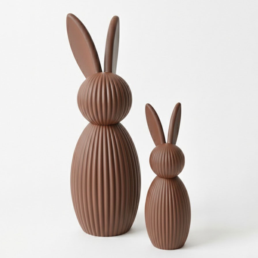 Rodzina zajęcy minimalistycznych, 25 + 15cm, czekoladowe