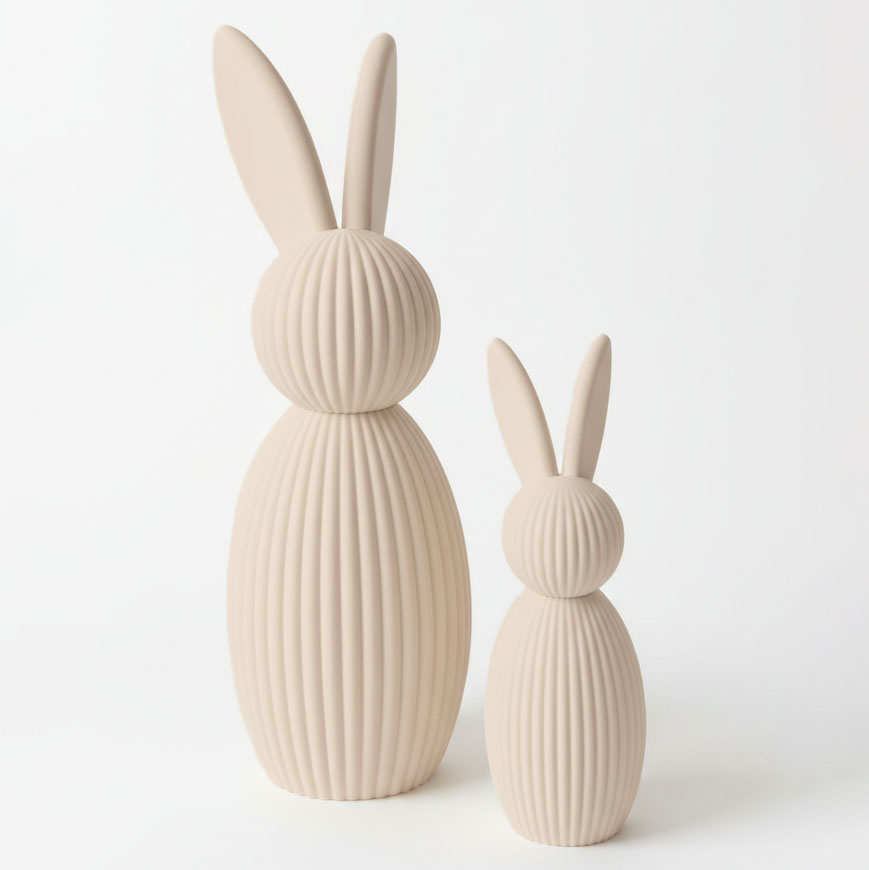 Rodzina zajęcy minimalistycznych, 25 + 15cm, latte/karmel